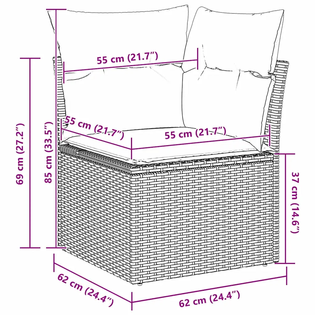 Set Divano da Giardino con cuscino 10 pcs Nero polyrattan 3345543