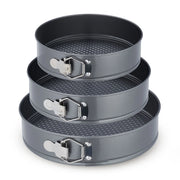 Set di 3 teglie a cerniera rotonde diverse 25 x 25 x 5 cm sformatura facile pasticceria in metallo nero 13_0012783
