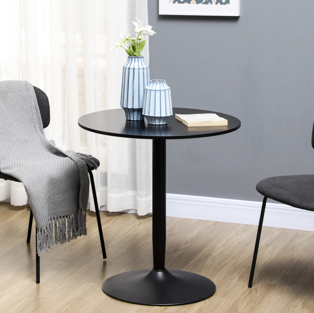 TAVOLO rotondo Ø70 x 75 cm nero in MDF e acciaio