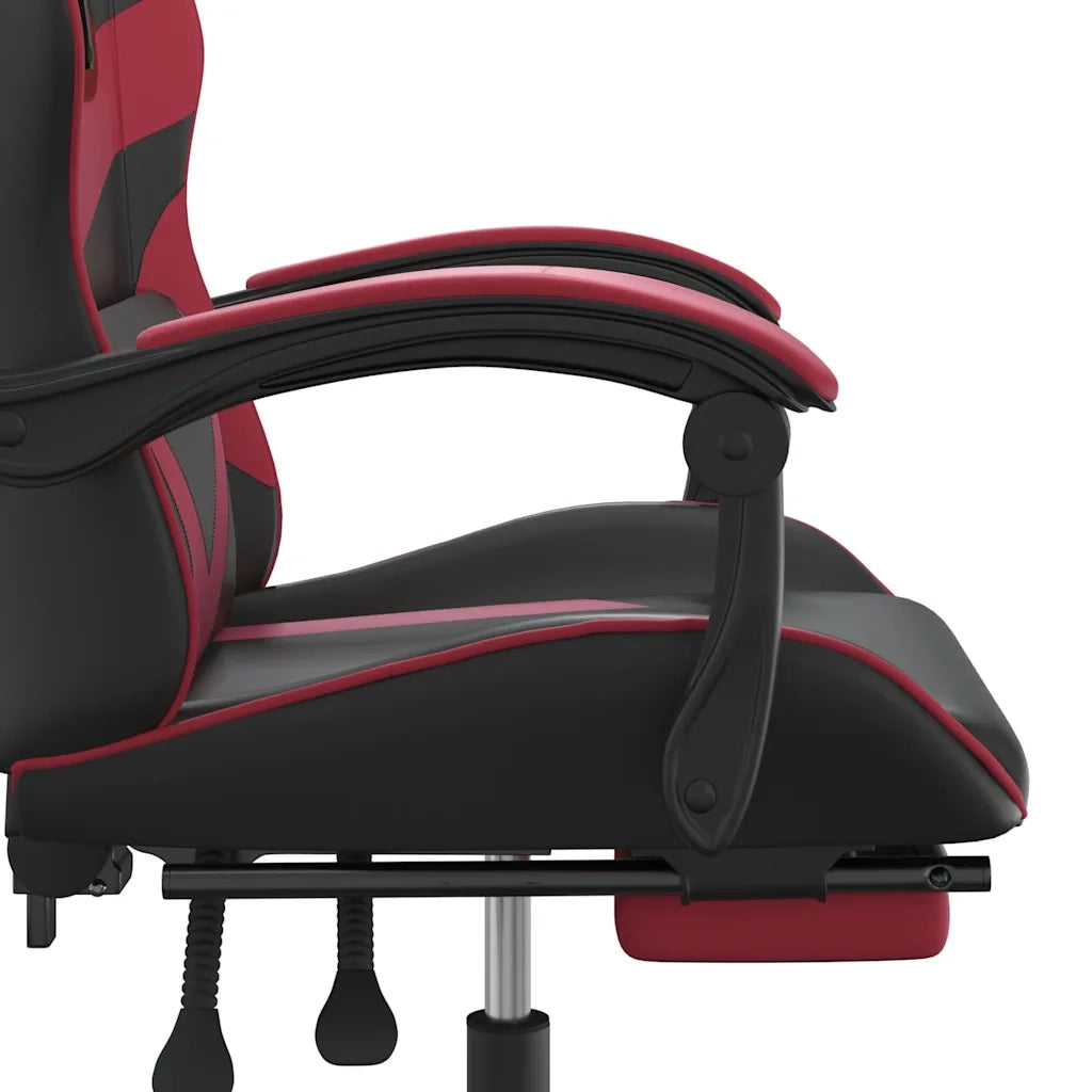 Sedia da Gaming con Poggiapiedi Nero e Rosso Vino in Similpelle 3143861