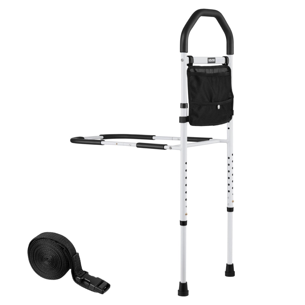Sponda di Supporto per Letto LQX-110055 in Acciaio al Carbonio Regolabile in Altezza 335x560x(732-992) mm Portata 136 kg Nero e Bianco