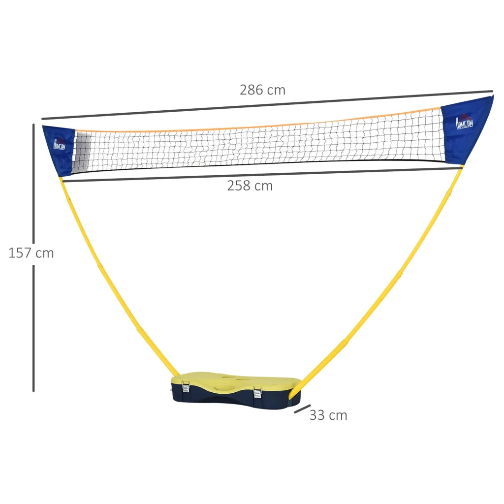 Rete da Badminton con Supporto Portatile, Giallo e Blu, Inclusi 4 Racchette