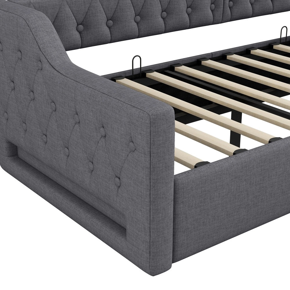 Struttura letto contenitore imbottito con LED ¨C MINIMAL ¨C Grigio, 90x200
