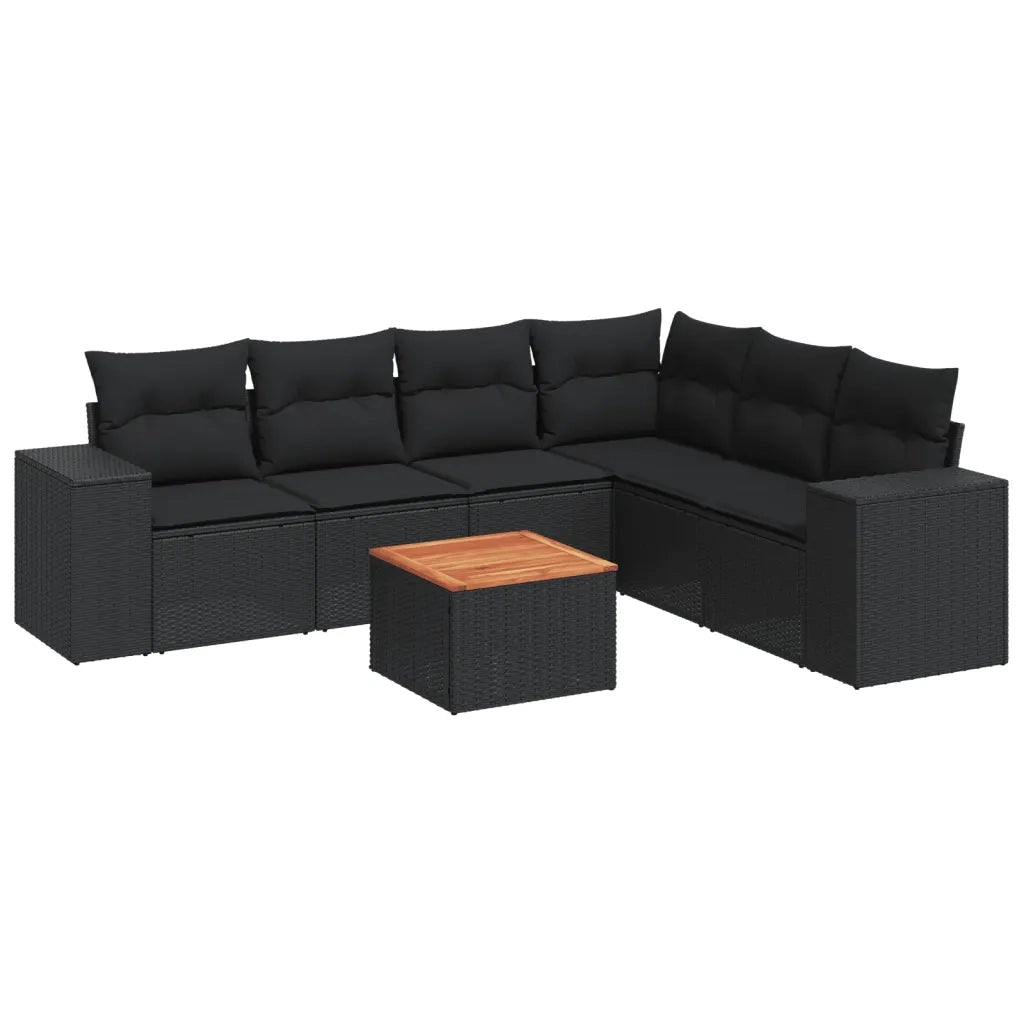 Set Divani da Giardino con Cuscini 7pz Nero Polyrattan 3257791