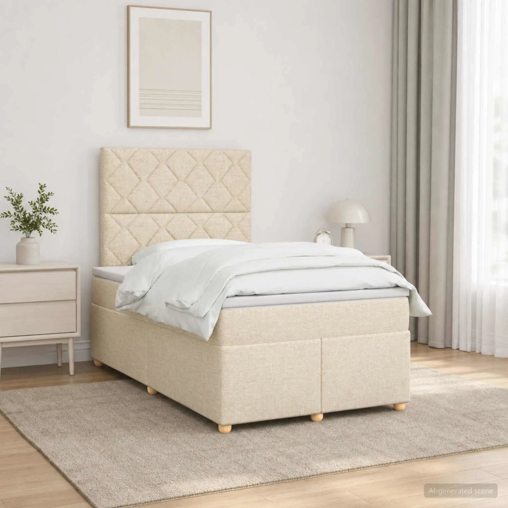 Letto box spring con materasso Crema 120 x 190 cm Tessuto 3455313