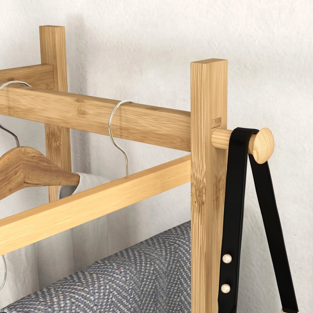 Appendiabiti da Terra 2 Ganci e 2 Ripiani 46x28,5x153,5 cm Legno e Nero