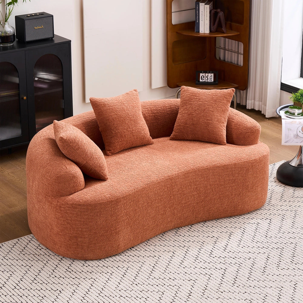 Divano 2 posti con cuscini ¨C Minimal ¨C Velluto corallo rosa