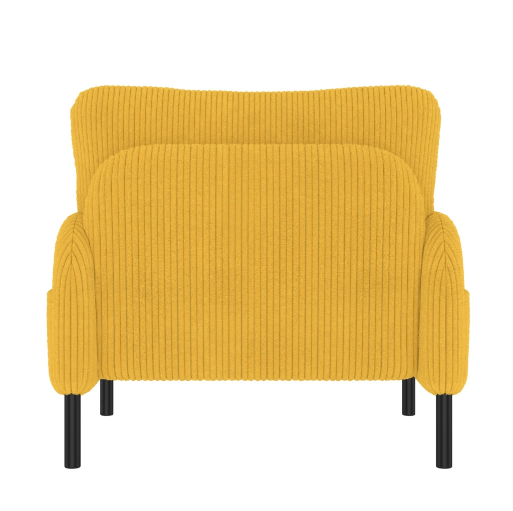 Set salotto 3 pezzi in corda giallo: divano 2 posti, poltrona e pouf con tasca laterale
