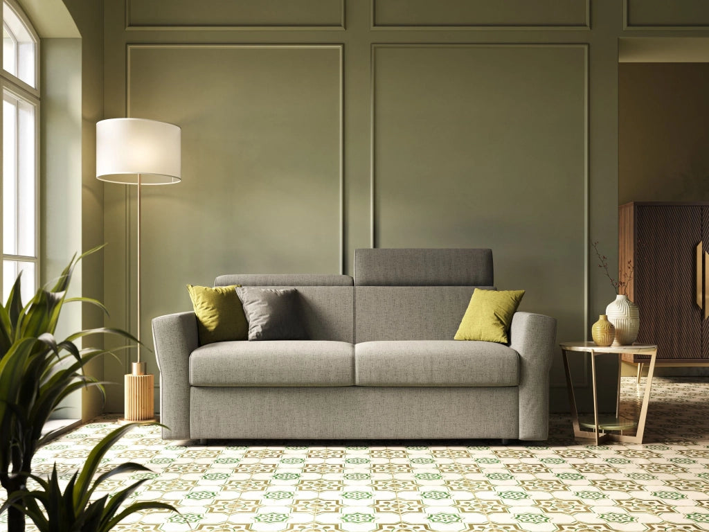 Avalon Divano letto con materasso H18 200 cm (mat. 140x197 cm) blu
