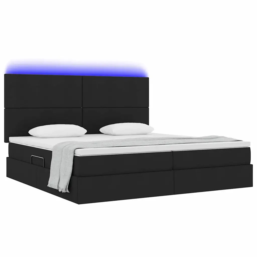 Letto con contenitore e LED Nero 200 x 200 cm Poliestere