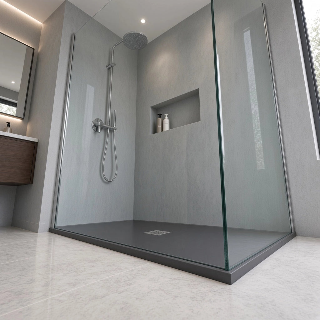 Piatto doccia rettangolare 100x120 cm effetto pietra marmoresina STONE Nero Grafite FRANCIA