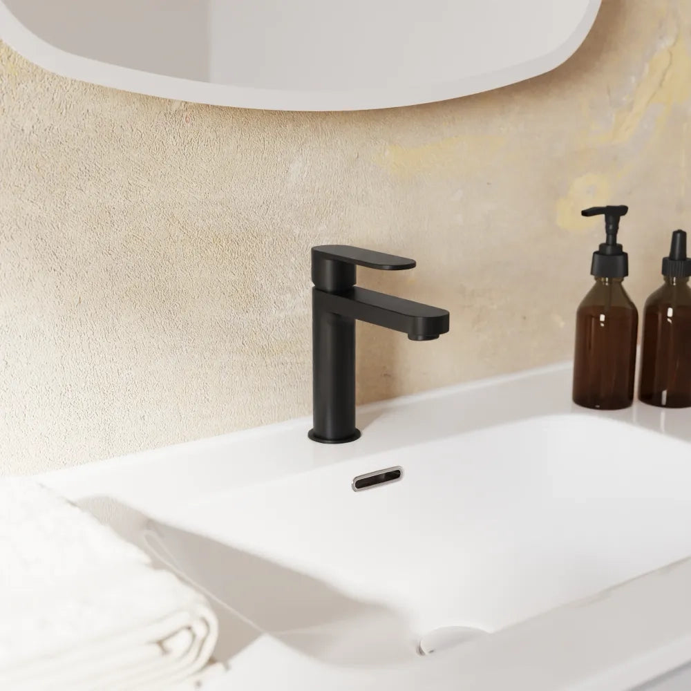 Set miscelatori lavabo 16cm bidet miscelatore esterno doccia nero opaco | Margot