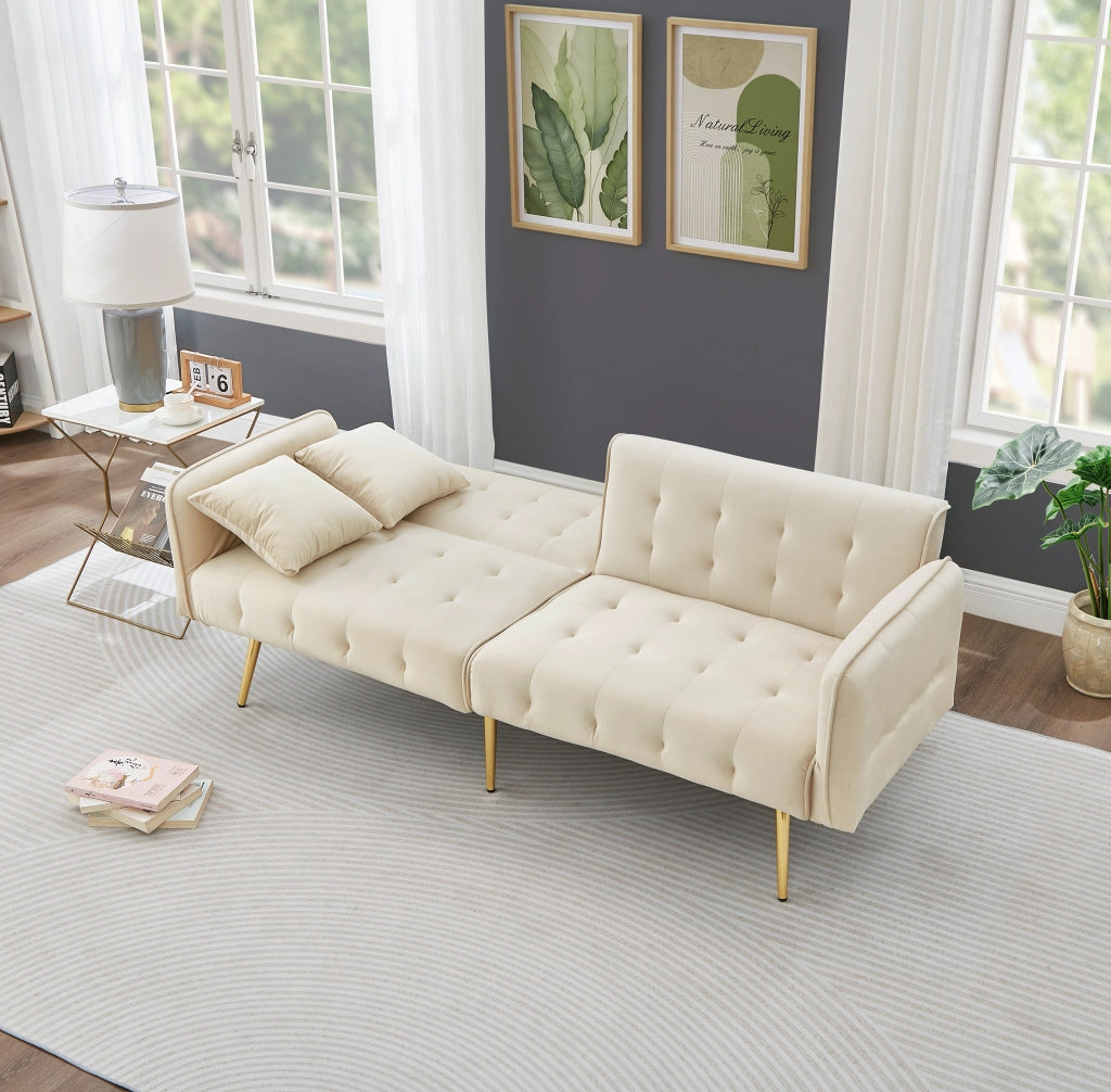 Divano Letto 2 Posti Pieghevole ¨C MINIMAL ¨C Velluto, Schienale Regolabile