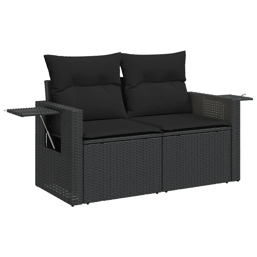 Set Divani da Giardino con Cuscini 7pz Nero Polyrattan 3224459