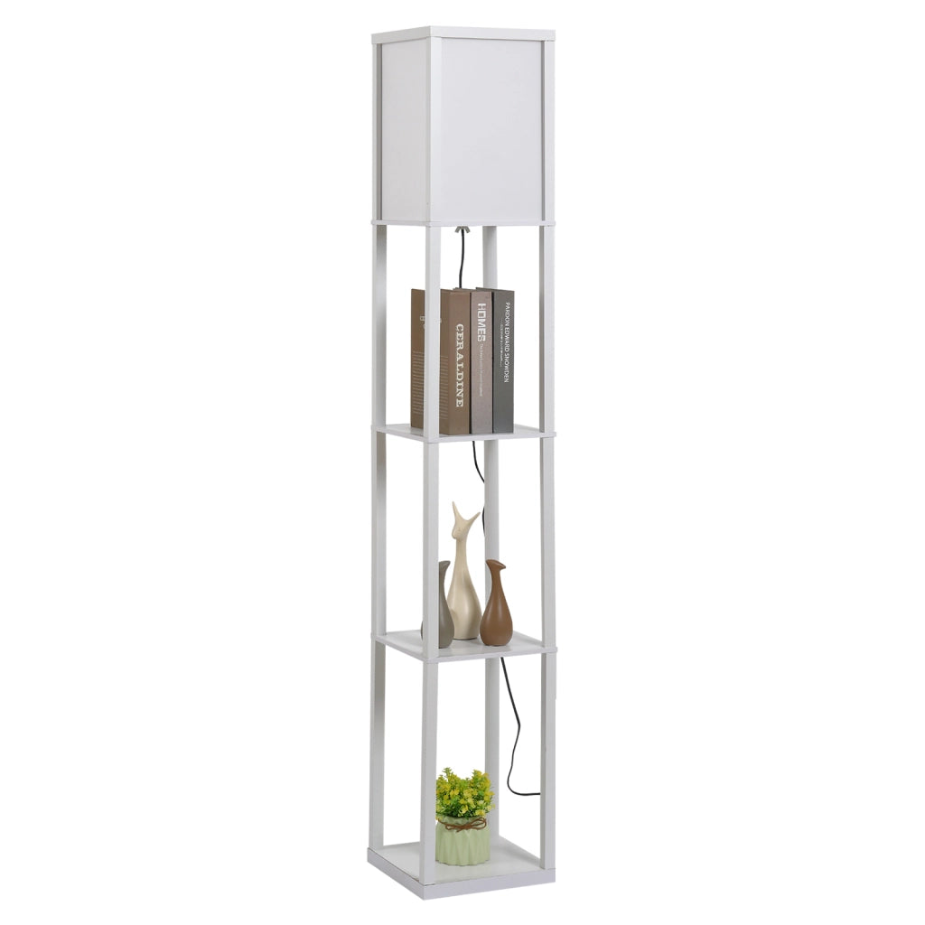 Lampada da Terra con Mensole ¨C Xylo ¨C Legno Bianco E27