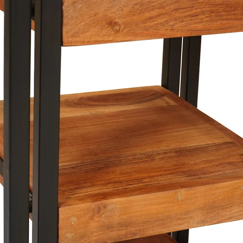 Comodino Marrone e Nero Legno Massello di Acacia 4016734