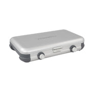 Fornello da Campeggio 2 Fuochi 2 x 2 kW 51,5 x 37,5 x 45,5 cm con Coperchio in Acciaio Smaltato Camping Kitchen