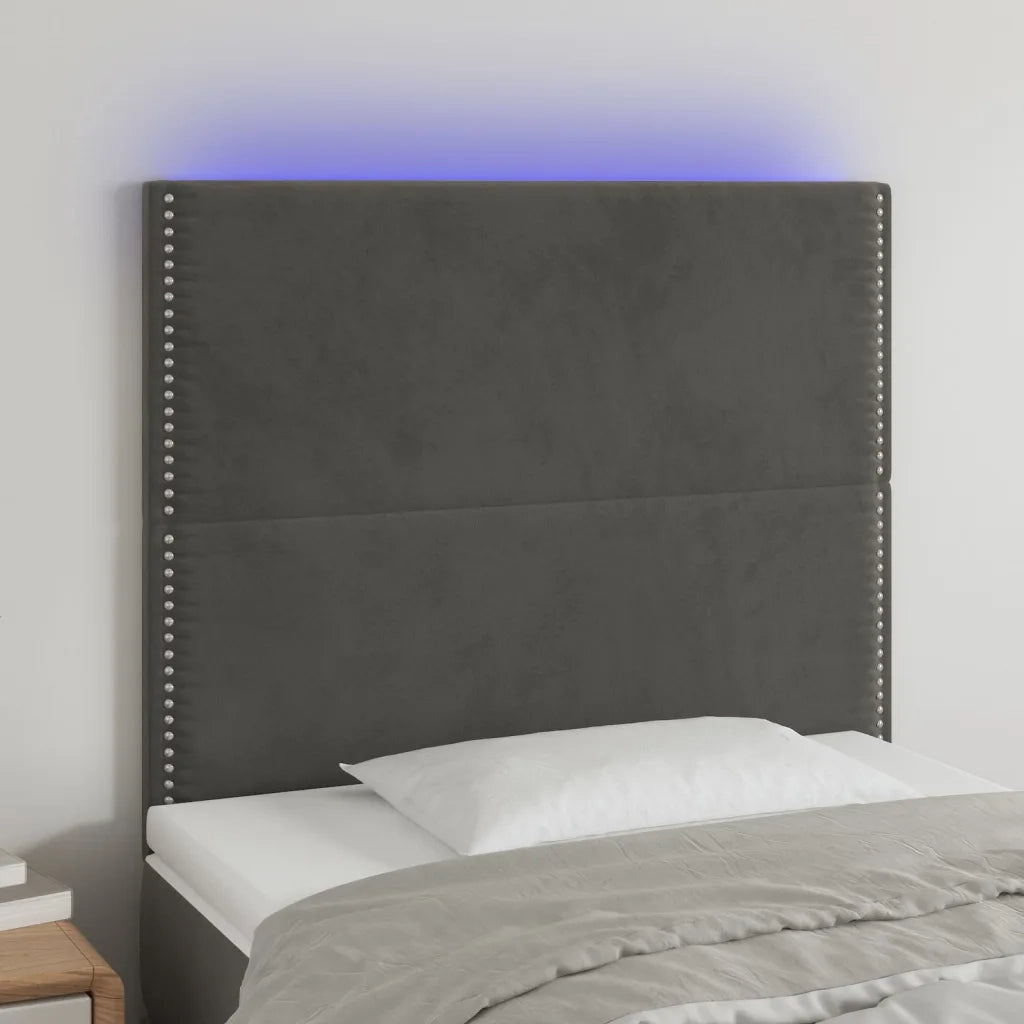 Testiera | Testata a LED Grigio Scuro 90x5x118/128 cm in Velluto