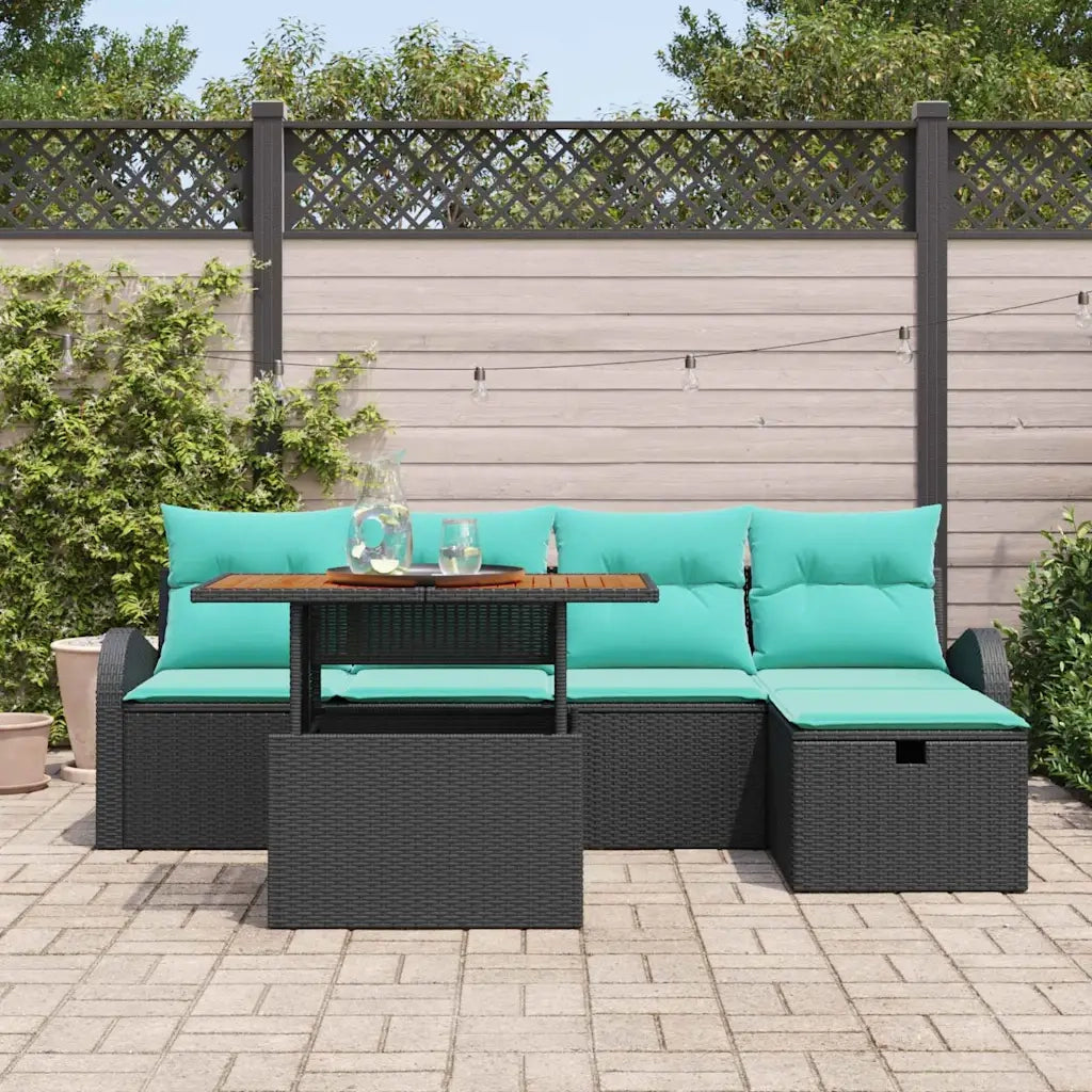 Set Divano da Giardino 6 pcs Nero polyrattan 3361298