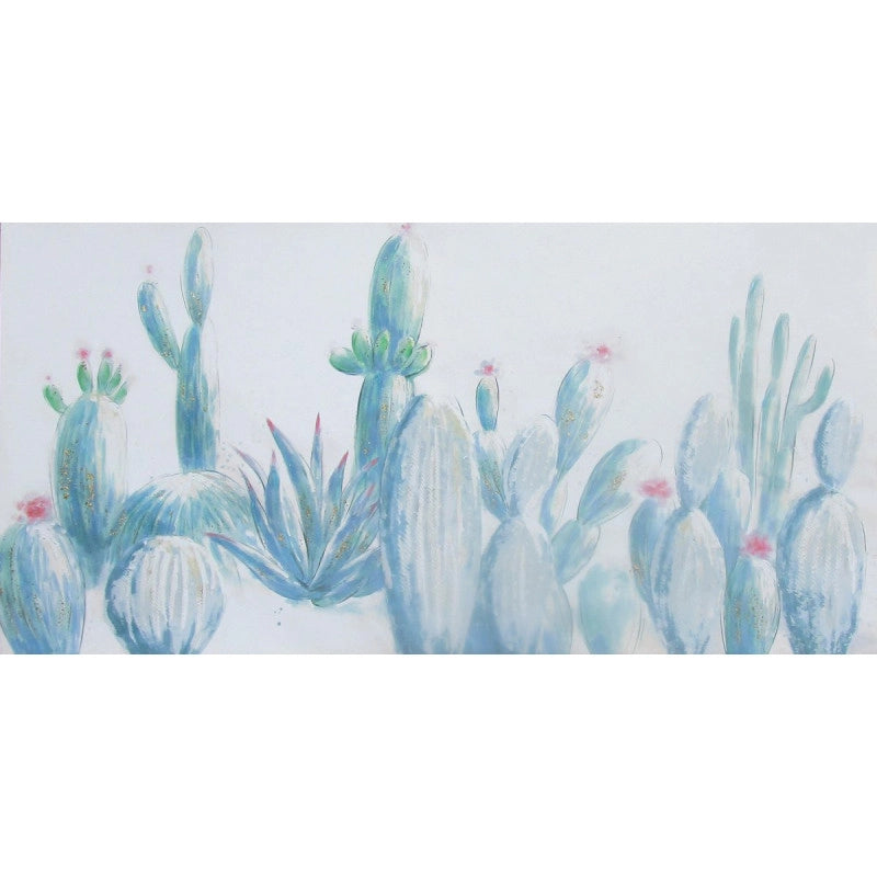 Set di 6 Canvas Dipinto A Mano Cactus 60x120