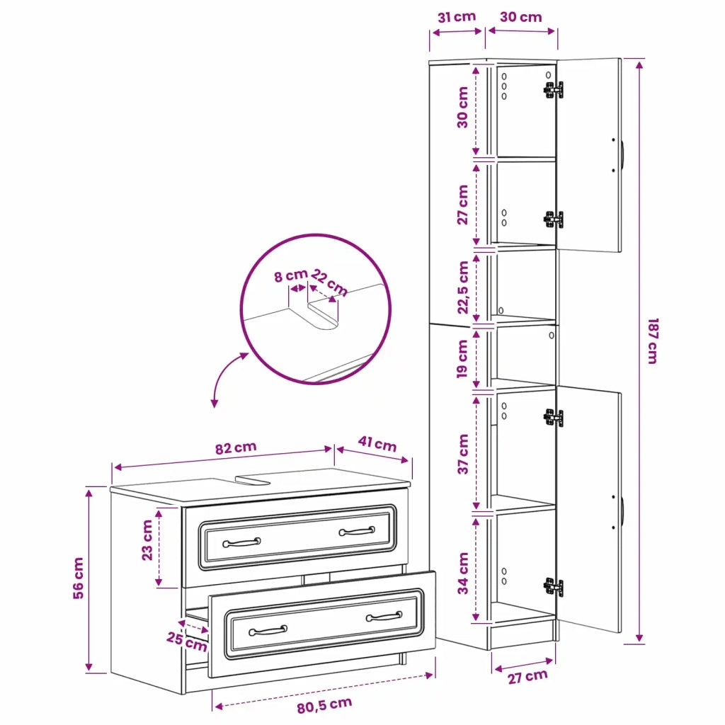 Set di Armadi da Bagno da 2 Pezzi UTRECHT Nero 3417568