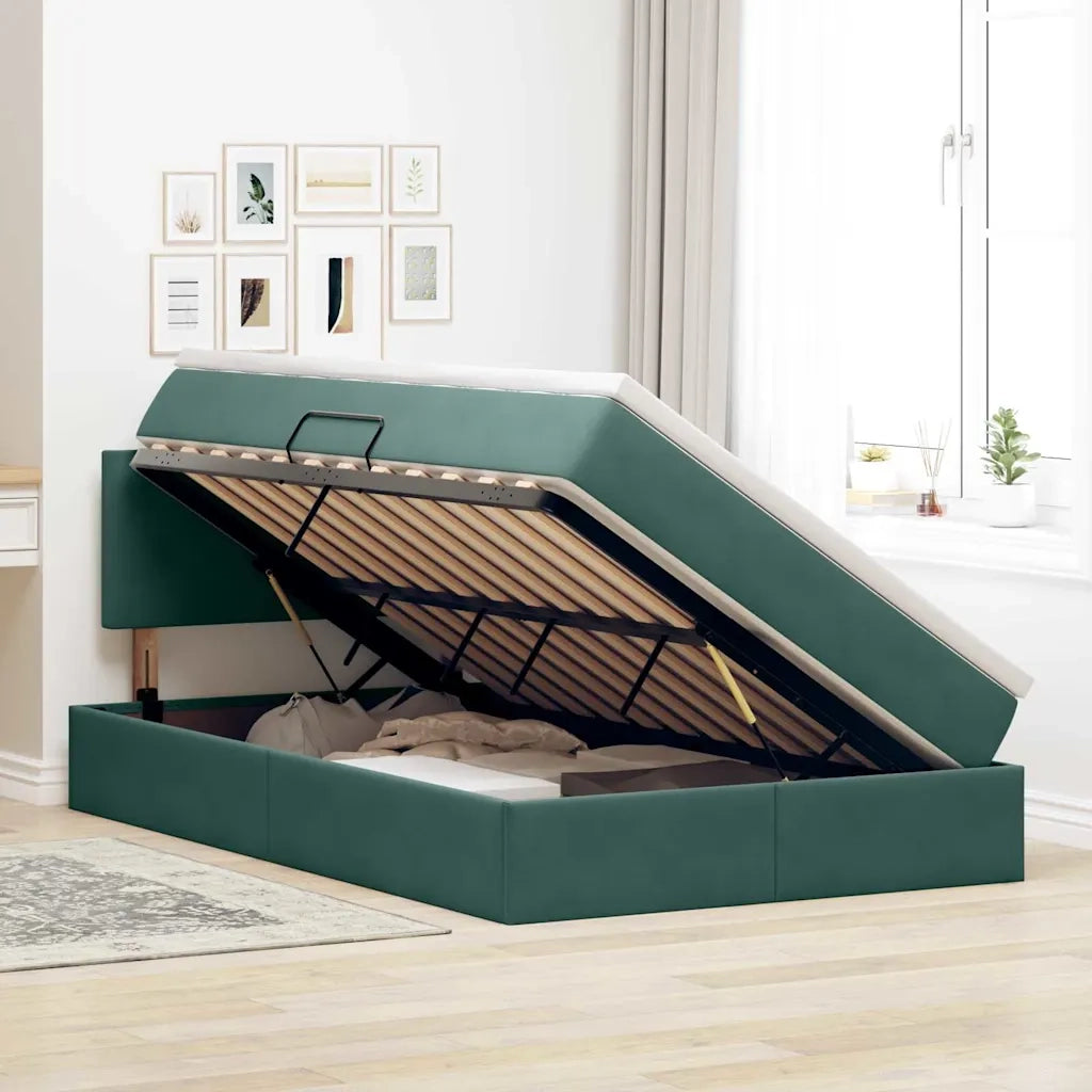 Letto con contenitore LED e materasso Verde Scuro 120 x 190 cm 3371322