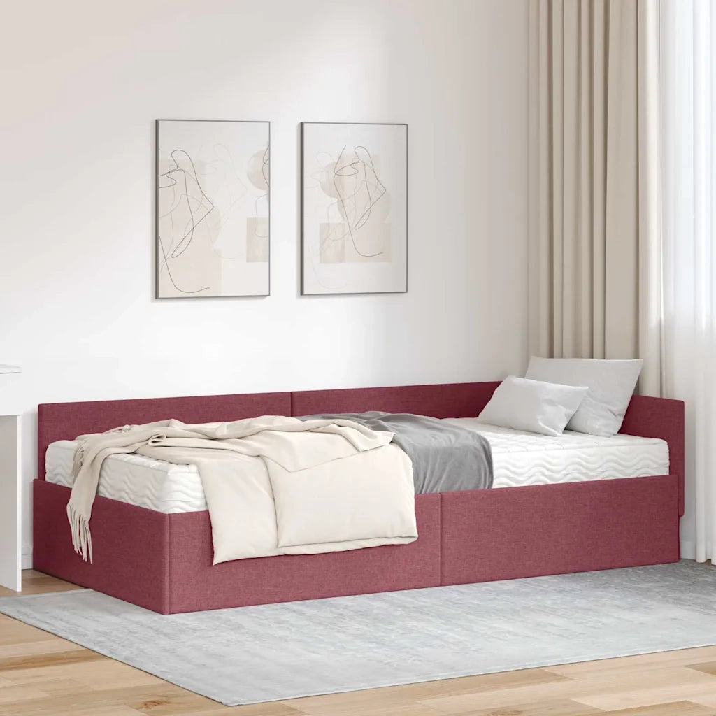 Struttura Letto Angolare con Materasso 2 pcs Grigio Tessuto