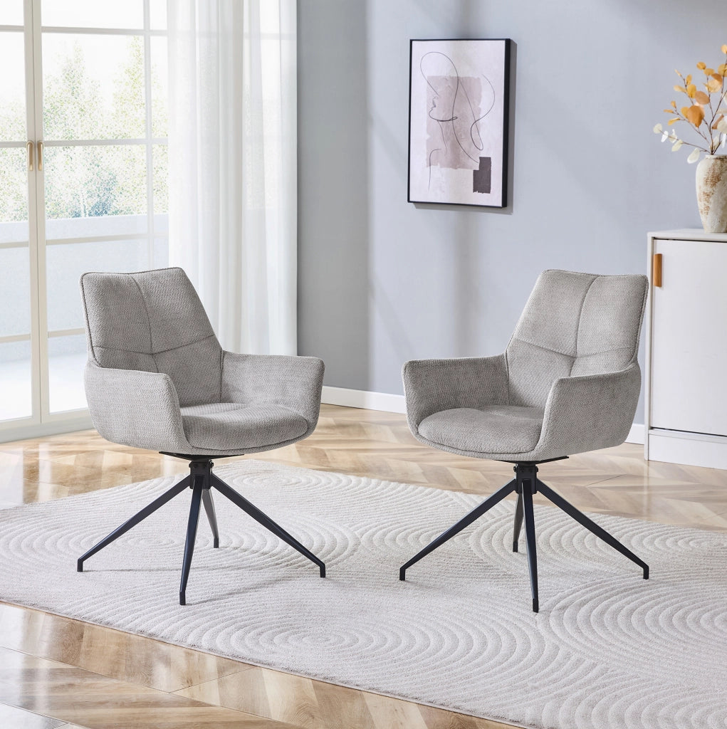 SEDIA girevole 360° in tessuto grigio e metallo nero