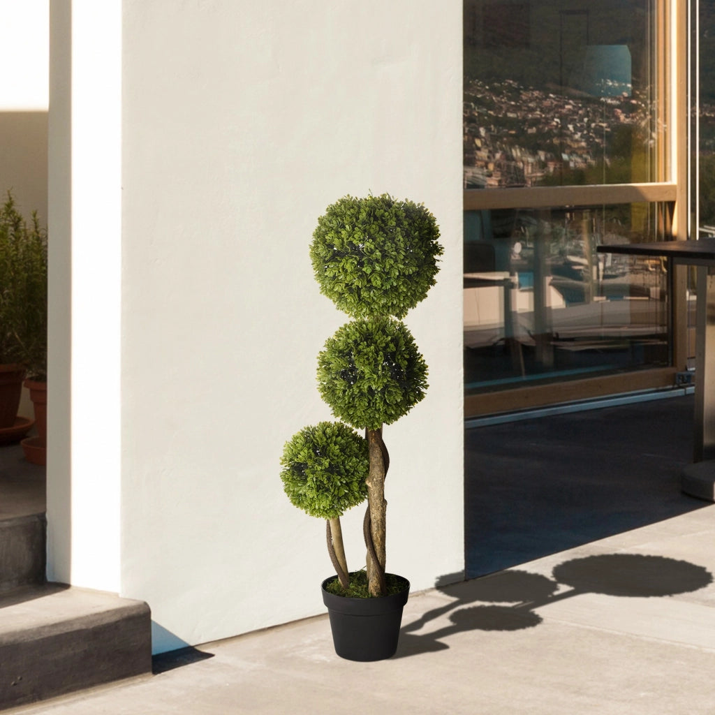 Pianta Artificiale Bosso H90 cm con Vaso Verde
