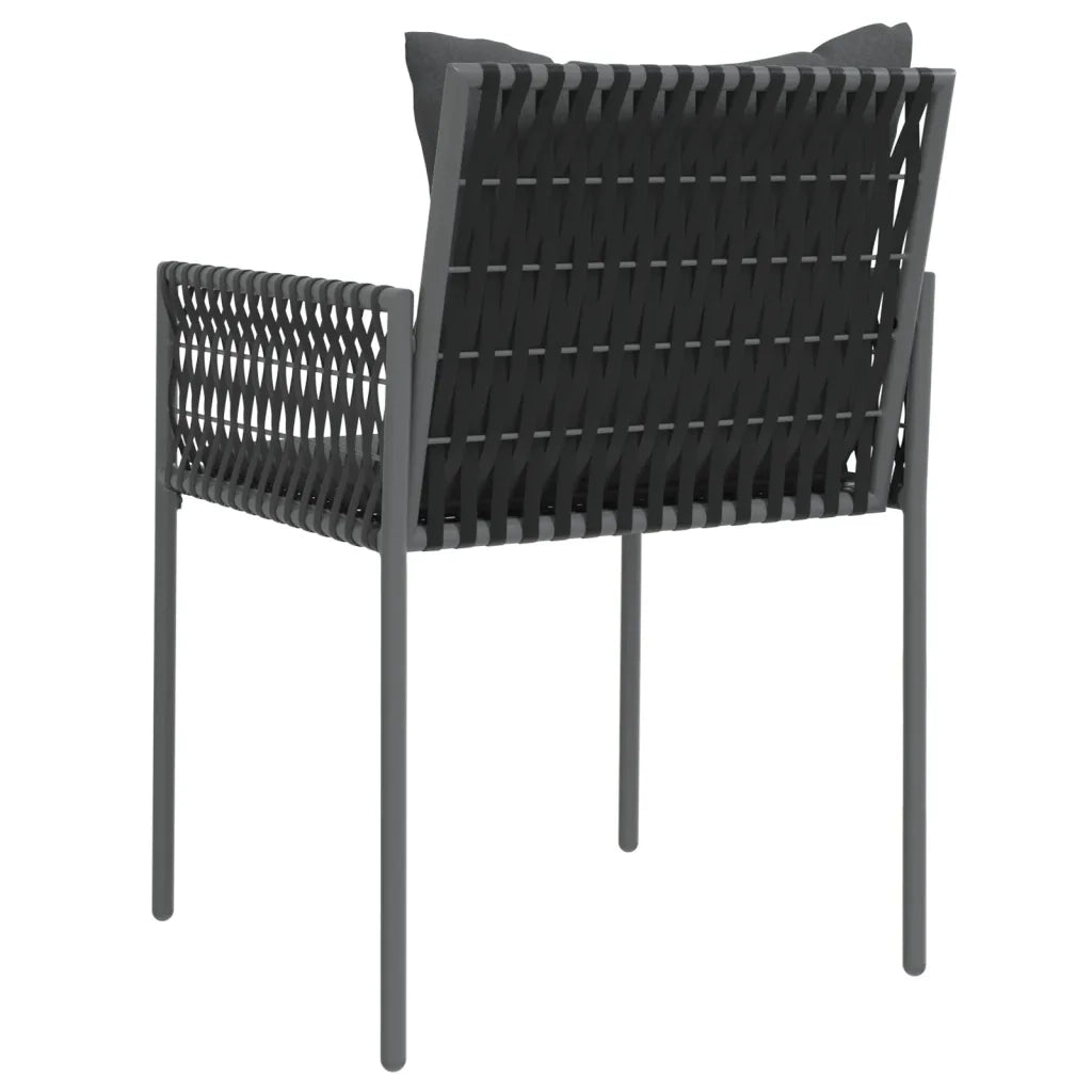 Sedie da Giardino con Cuscini 4pz Nere 54x61x83cm in Polyrattan 3187089
