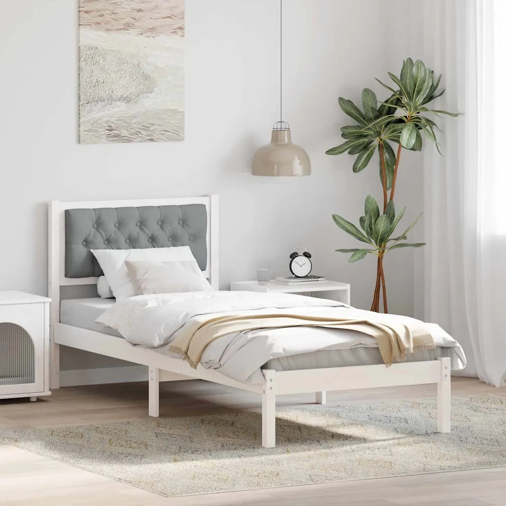 Letto singolo | Letto per adulti | Struttura del letto Grigio chiaro 90 x 200 cm Pino massello