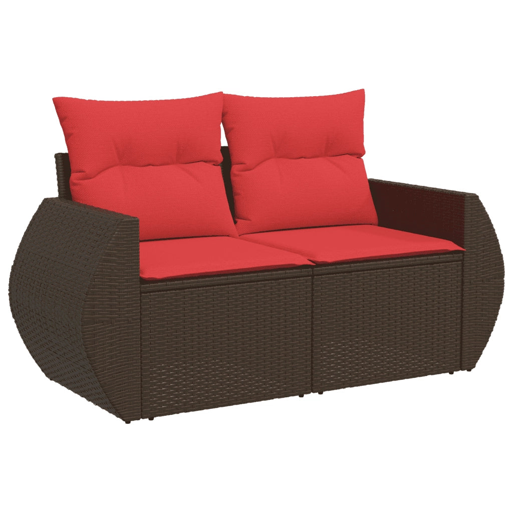 Set Divani da Giardino 7 pz con Cuscini Marrone in Polyrattan 3268564
