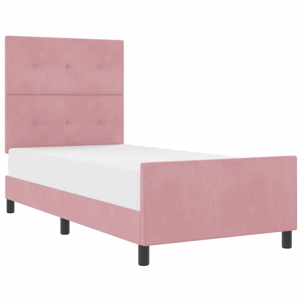 Letto a molle con testiera Rosa 90 x 200 cm Velluto 3344920