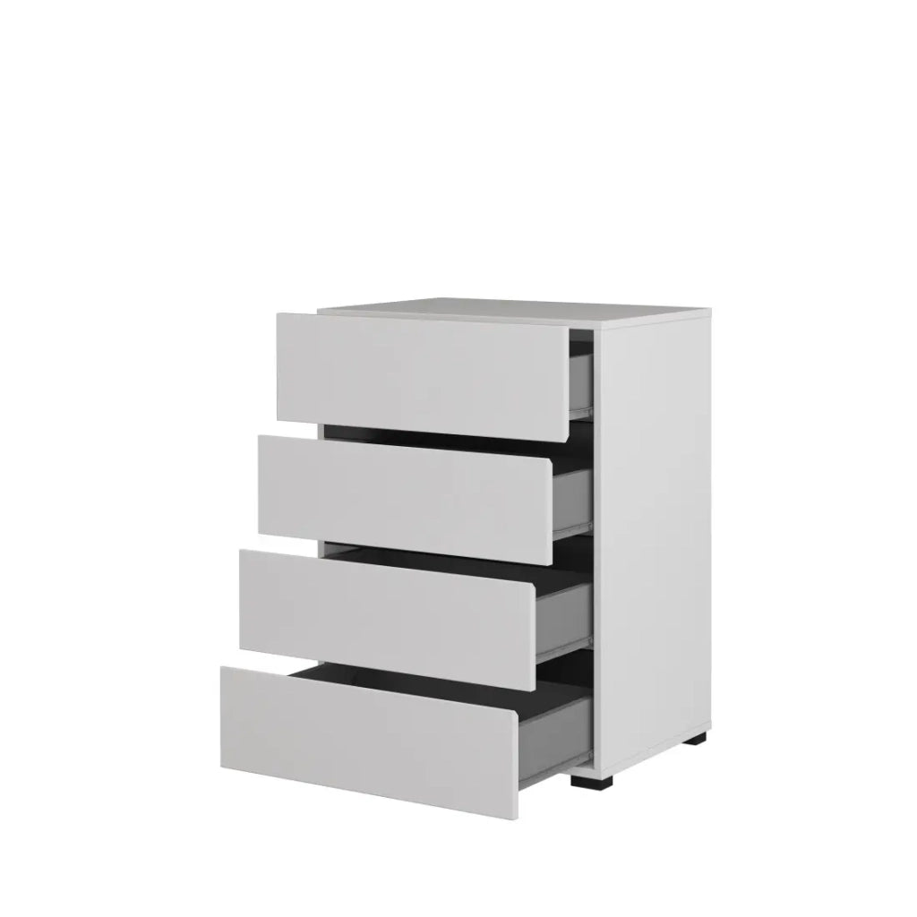 Piccolo buffet HAVANA – 4 cassetti – Bianco e nero – Design moderno e compatto