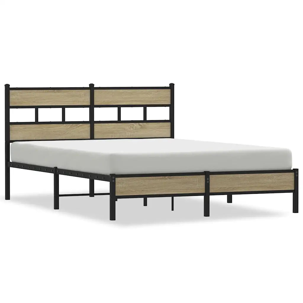 Letto matrimoniale | Letto per adulti | Giroletto senza Materasso Rovere Sonoma 140x200cm in Truciolato