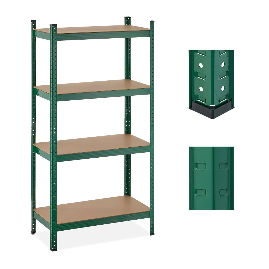 Scaffale per carichi pesanti regolabile 156 x 80 x 40 cm per garage officina pratica conservazione in acciaio verde 13_0012371
