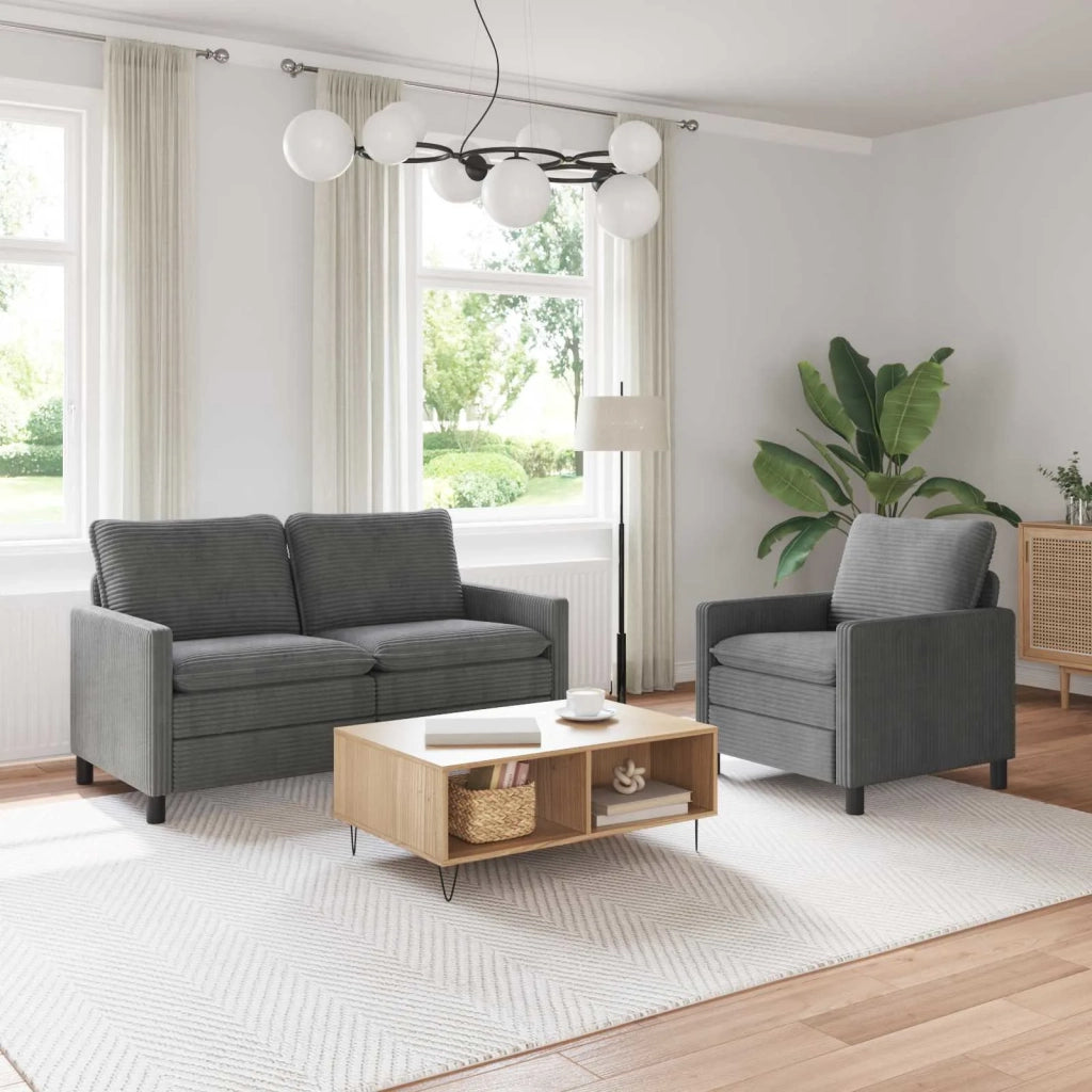 Set di divani 2 pcs Grigio Chiaro Poliestere 3417094