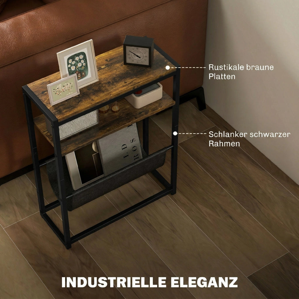 Tavolino da salotto rustico con ripiani a 3 livelli ¨C Minimal ¨C 43x18x56 cm marrone