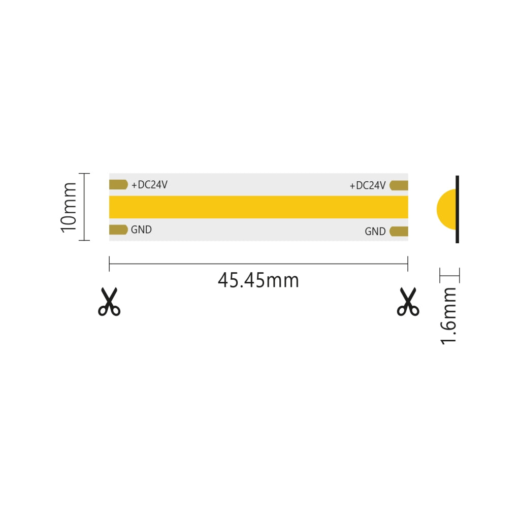Striscia led 5m COB IP65 monocolore da 15W/MT 24V - 3000K