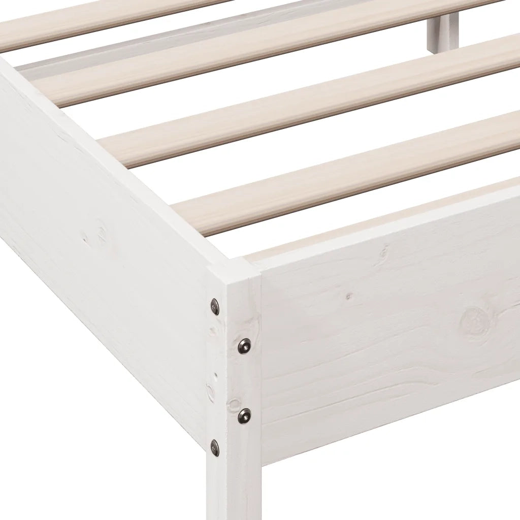 Letto senza Materasso-Struttura Letto Bianco 135x190 cm Legno Massello di Pino 647774