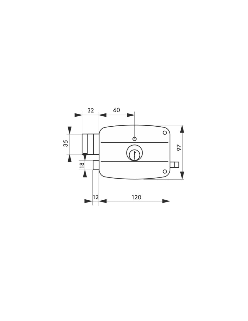 Serratura a doppio cilindro con tirante 120 x 97 mm, sinistra – THIRARD