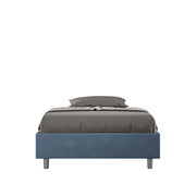BS COM Letto una piazza e mezza contenitore imbottito 130x200 microfibra blu