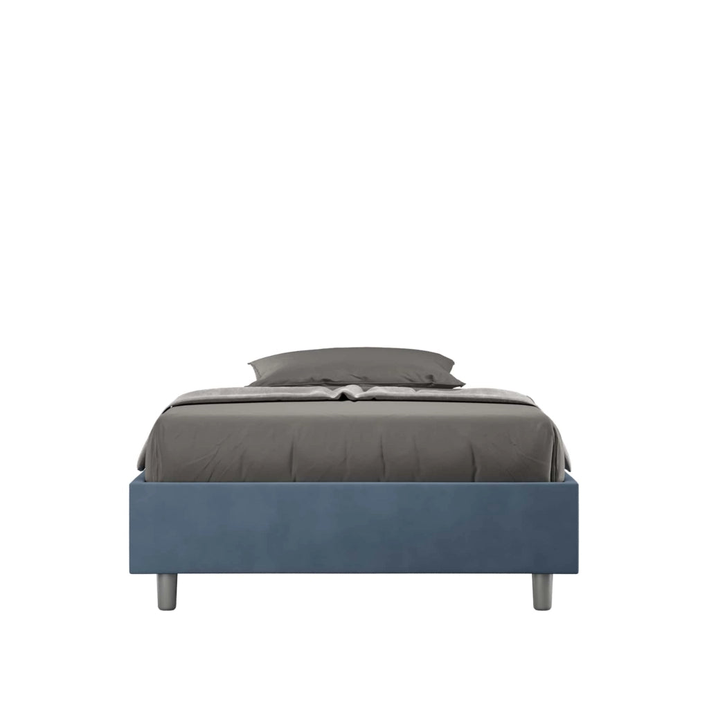 BS COM Letto una piazza e mezza contenitore imbottito 130x200 microfibra blu