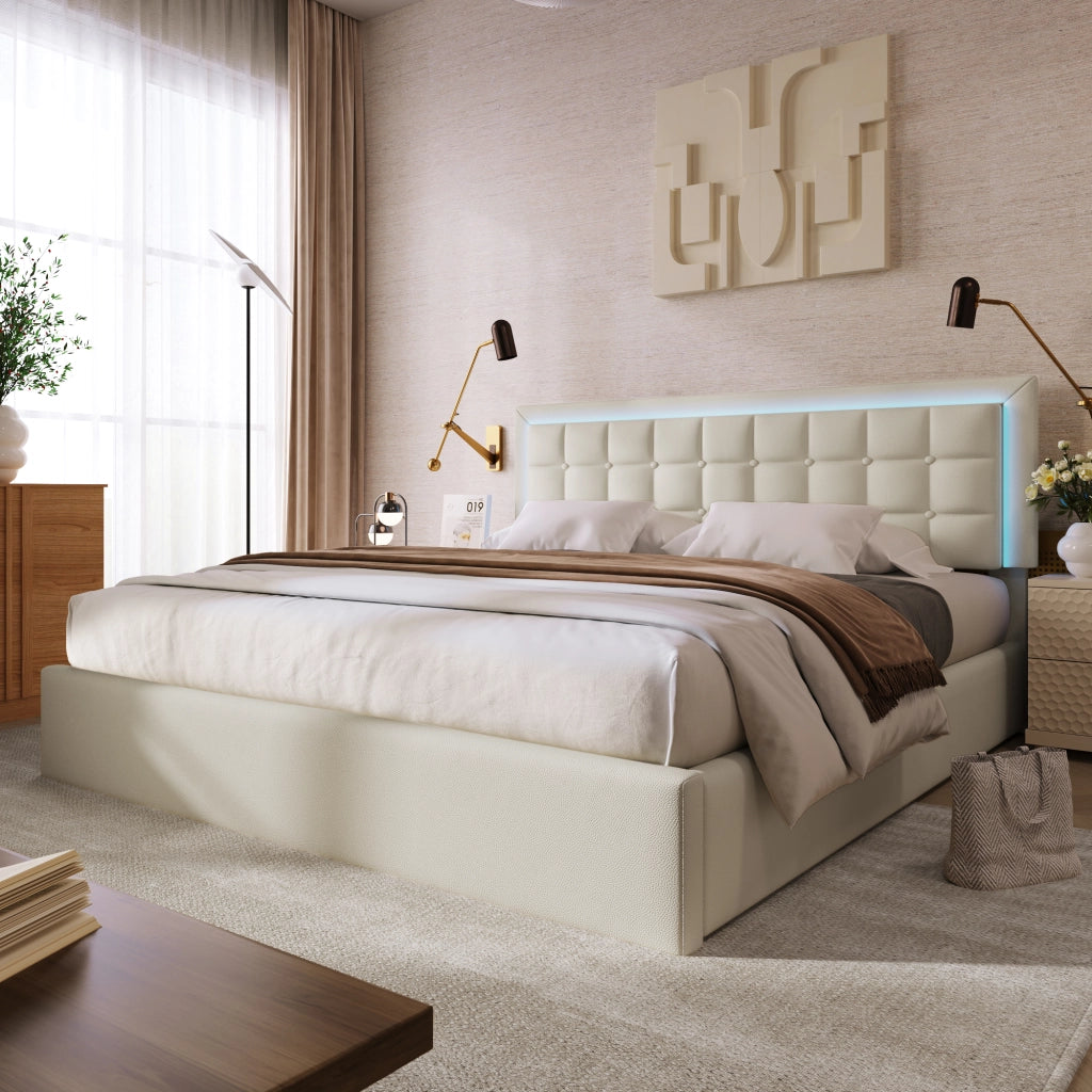 Letto matrimoniale contenitore 160x200 cm con materasso e LED