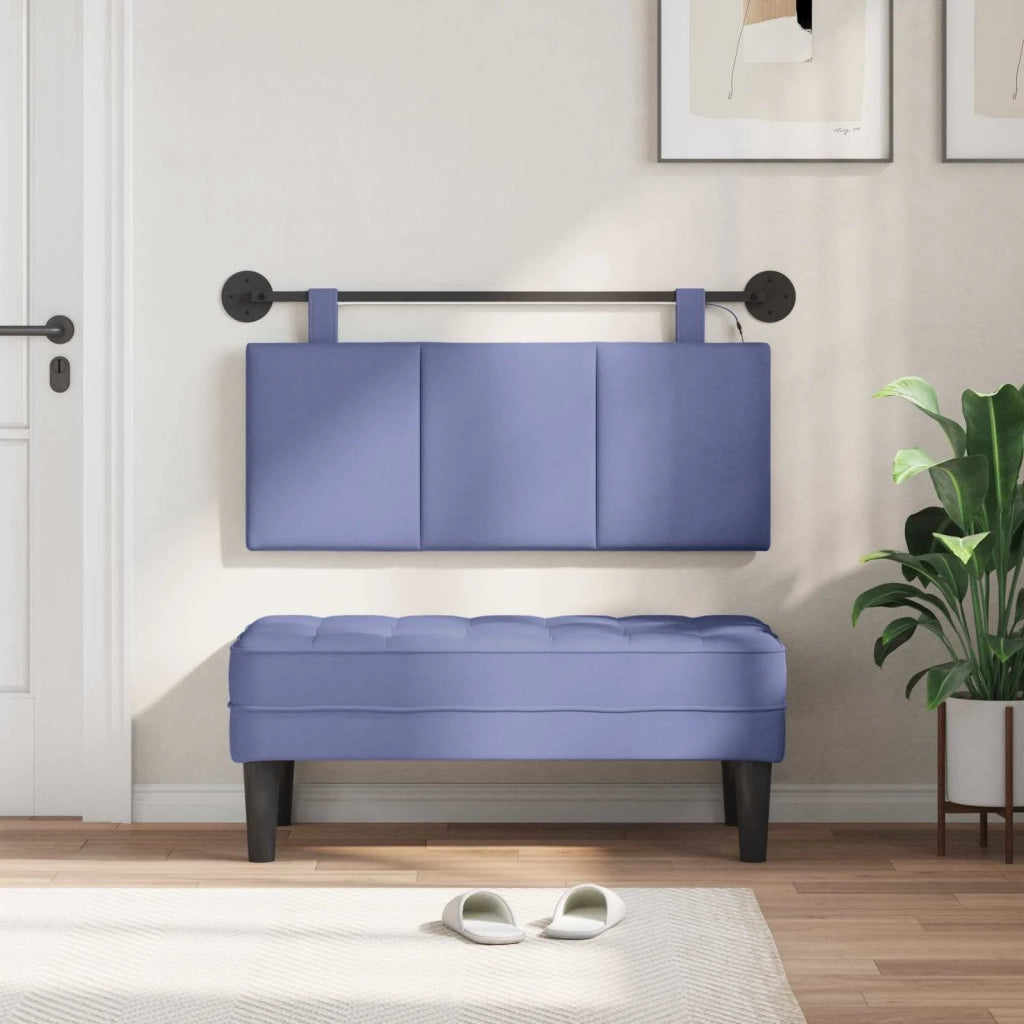 Testiera | Testata sospesa Con luce LED Blu jeans Tessuto