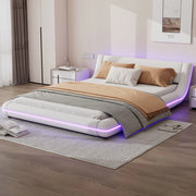 Letto Basso con LED ¨C MINIMAL ¨C PU Bianco 140x200