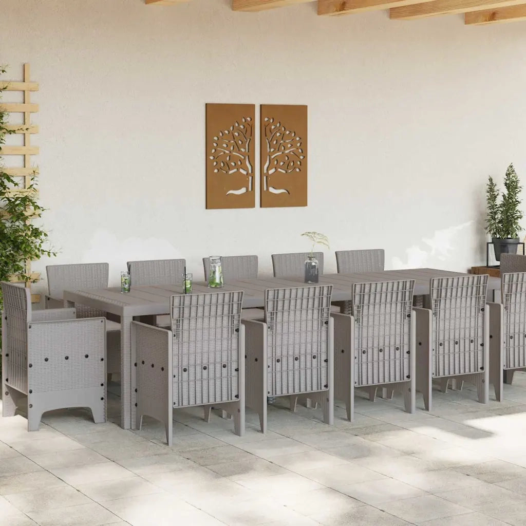 Set da Pranzo per Giardino 13 pcs Grigio chiaro Poly Rattan