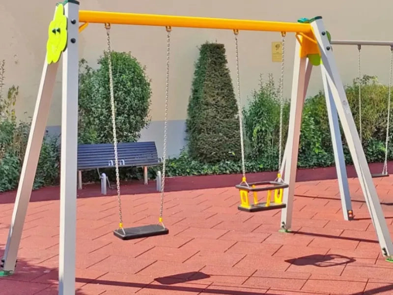 Altalena Alexander 2 posti 952 acciaio alluminio sedili variabili H240cm - Piano/gabbia