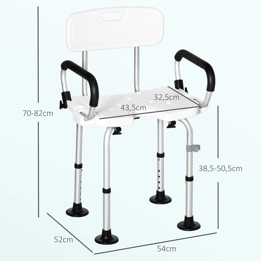 Sgabello da doccia regolabile con schienale e braccioli ¨C Minimal ¨C bianco 40x40x60 cm