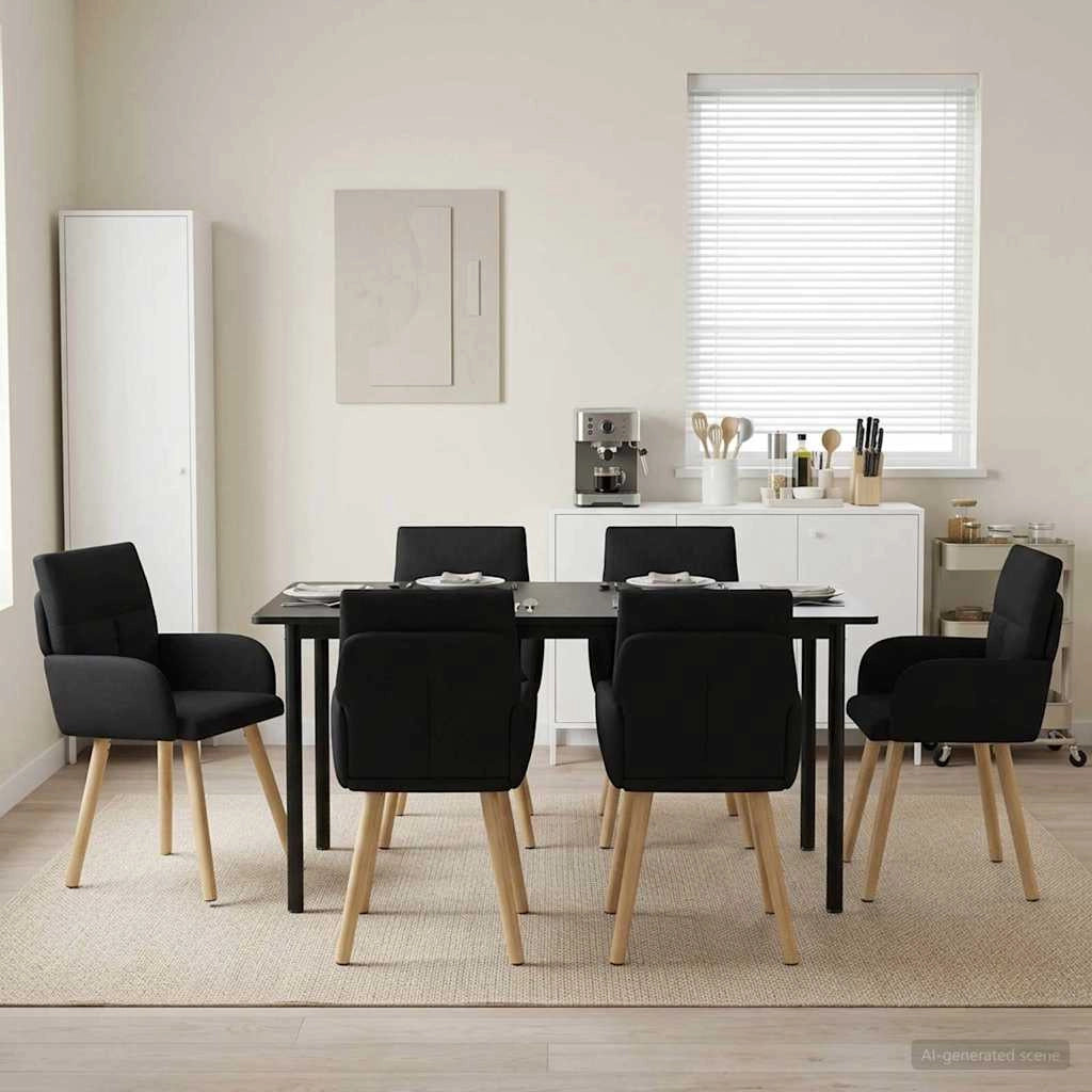 Sedie da pranzo 6 pz Tessuto Nero 60 x 56 x 85 cm 3428367